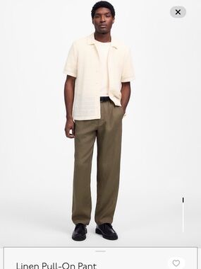 Madewell Men's Linen Pull-On Chinos in Olive